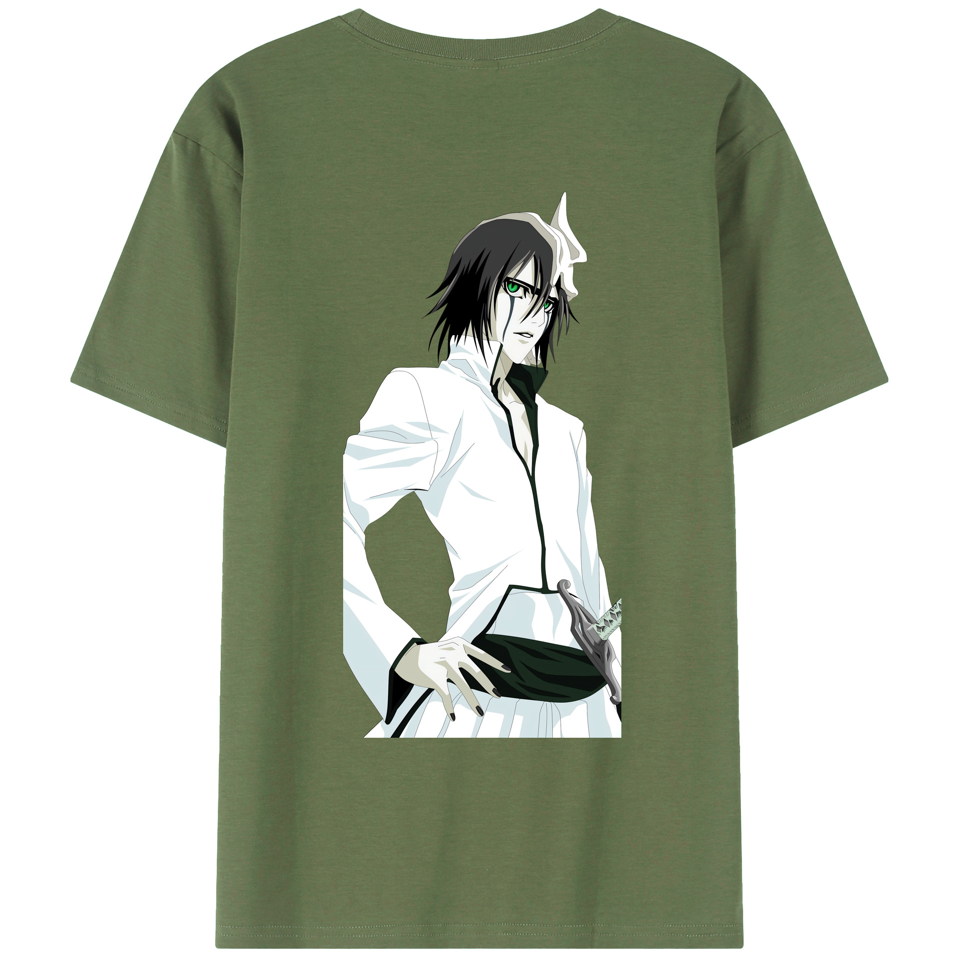 （画像用） ブリーチ ウルキオラ·シファー BLEACH Ulquiorra cifer 綿100％ メンズ半袖Tシャツ（バックプリント） 通気性